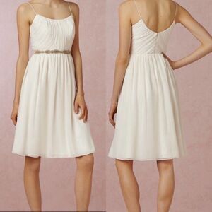 Anthropologie Ivory Sleeveless Chiffon Dress Size 8